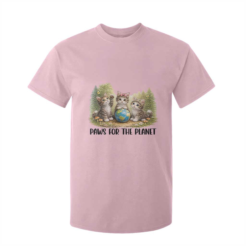 Earth Day Cat Lover T Shirt For Kid Paws For The Planet TS12 Light Pink Print Your Wear