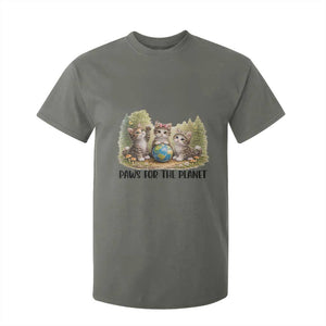 Earth Day Cat Lover T Shirt For Kid Paws For The Planet TS12 Military Green Print Your Wear