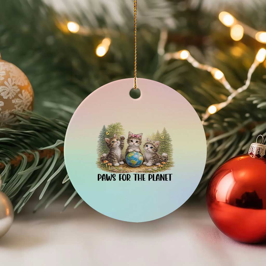 Earth Day Cat Lover Ceramic Ornament Paws For The Planet TS12 1pc Pastel Print Your Wear