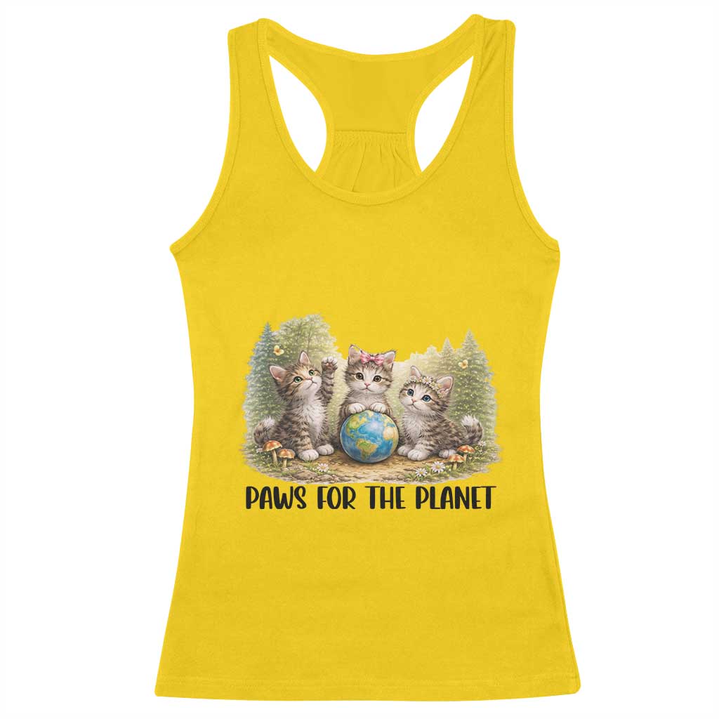 Earth Day Cat Lover Racerback Tank Top Paws For The Planet TS12 Daisy Print Your Wear