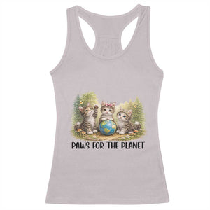 Earth Day Cat Lover Racerback Tank Top Paws For The Planet TS12 Ice Gray Print Your Wear