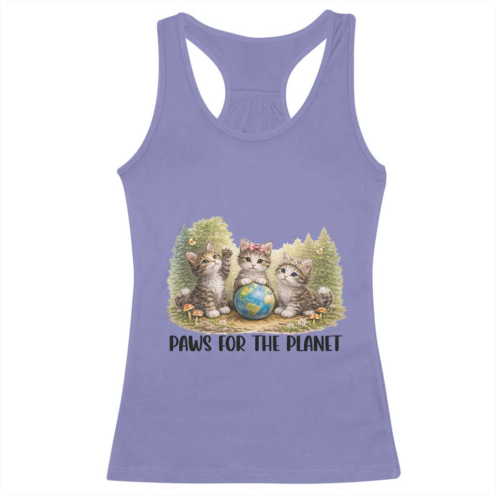 Earth Day Cat Lover Racerback Tank Top Paws For The Planet TS12 Violet Print Your Wear