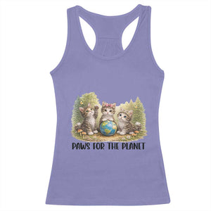 Earth Day Cat Lover Racerback Tank Top Paws For The Planet TS12 Violet Print Your Wear