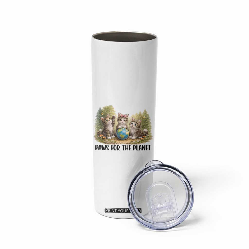 Earth Day Cat Lover Skinny Tumbler Paws For The Planet TS12 Print Your Wear