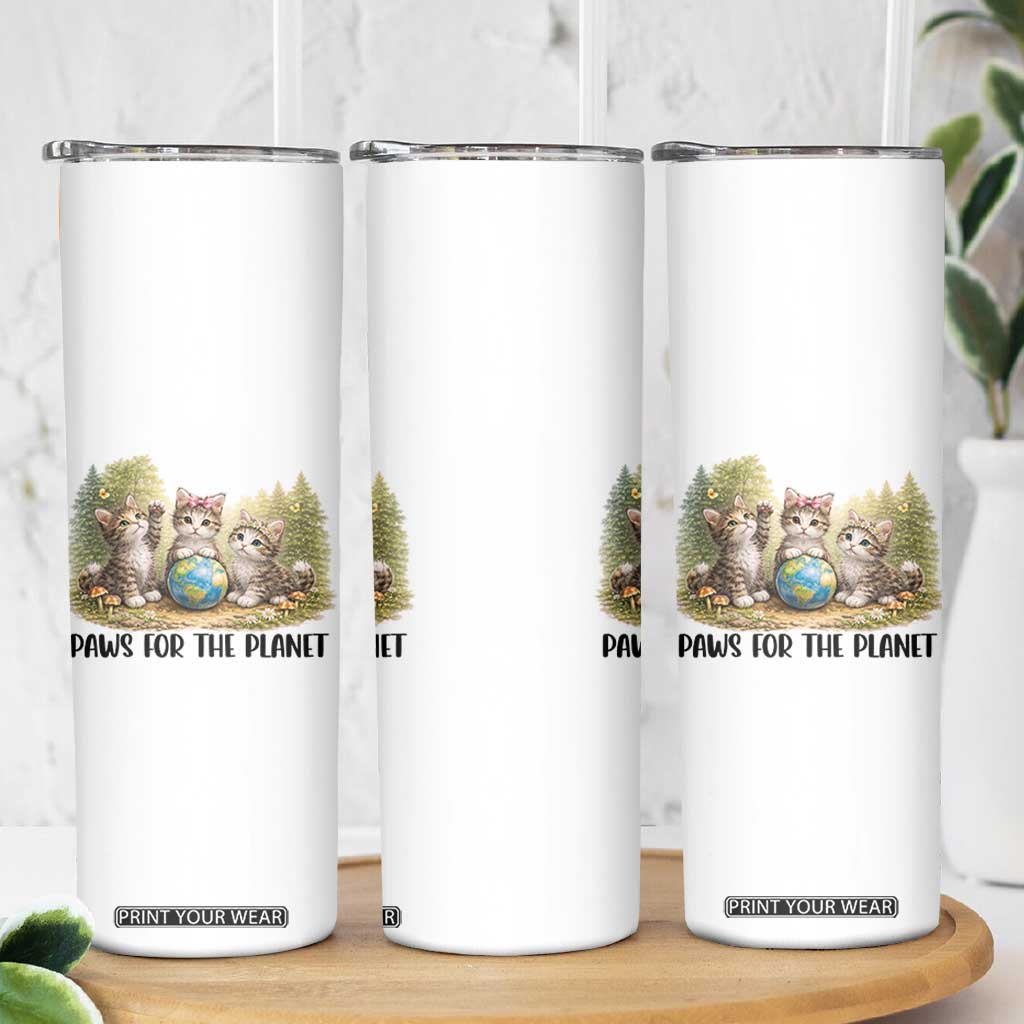 Earth Day Cat Lover Skinny Tumbler Paws For The Planet TS12 Print Your Wear