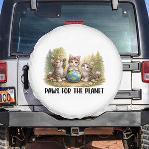 Earth Day Cat Lover Spare Tire Cover Paws For The Planet TS12 No hole White Print Your Wear
