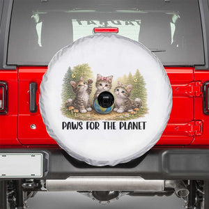 Earth Day Cat Lover Spare Tire Cover Paws For The Planet TS12 White Print Your Wear