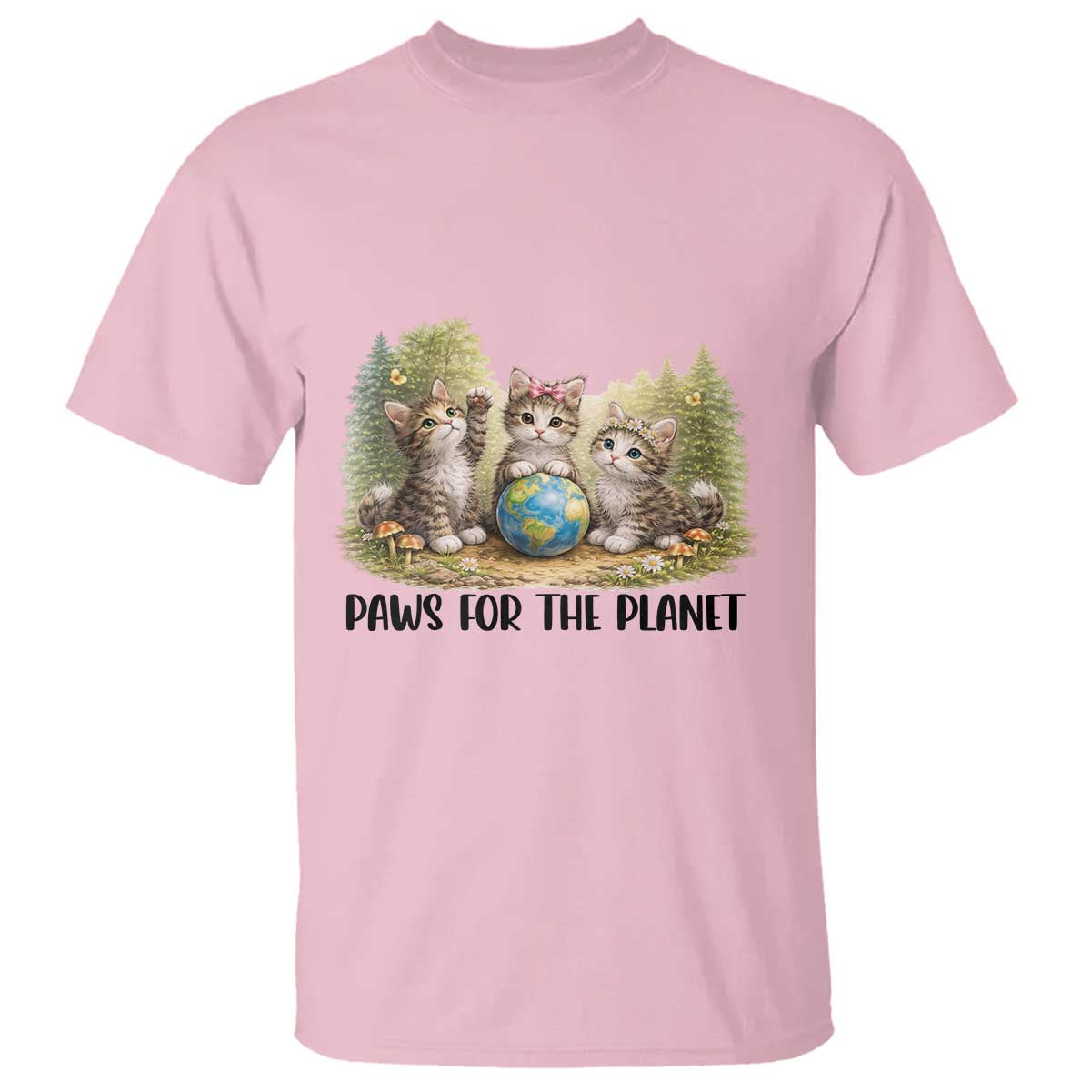 Earth Day Cat Lover T Shirt Paws For The Planet TS12 Light Pink Print Your Wear