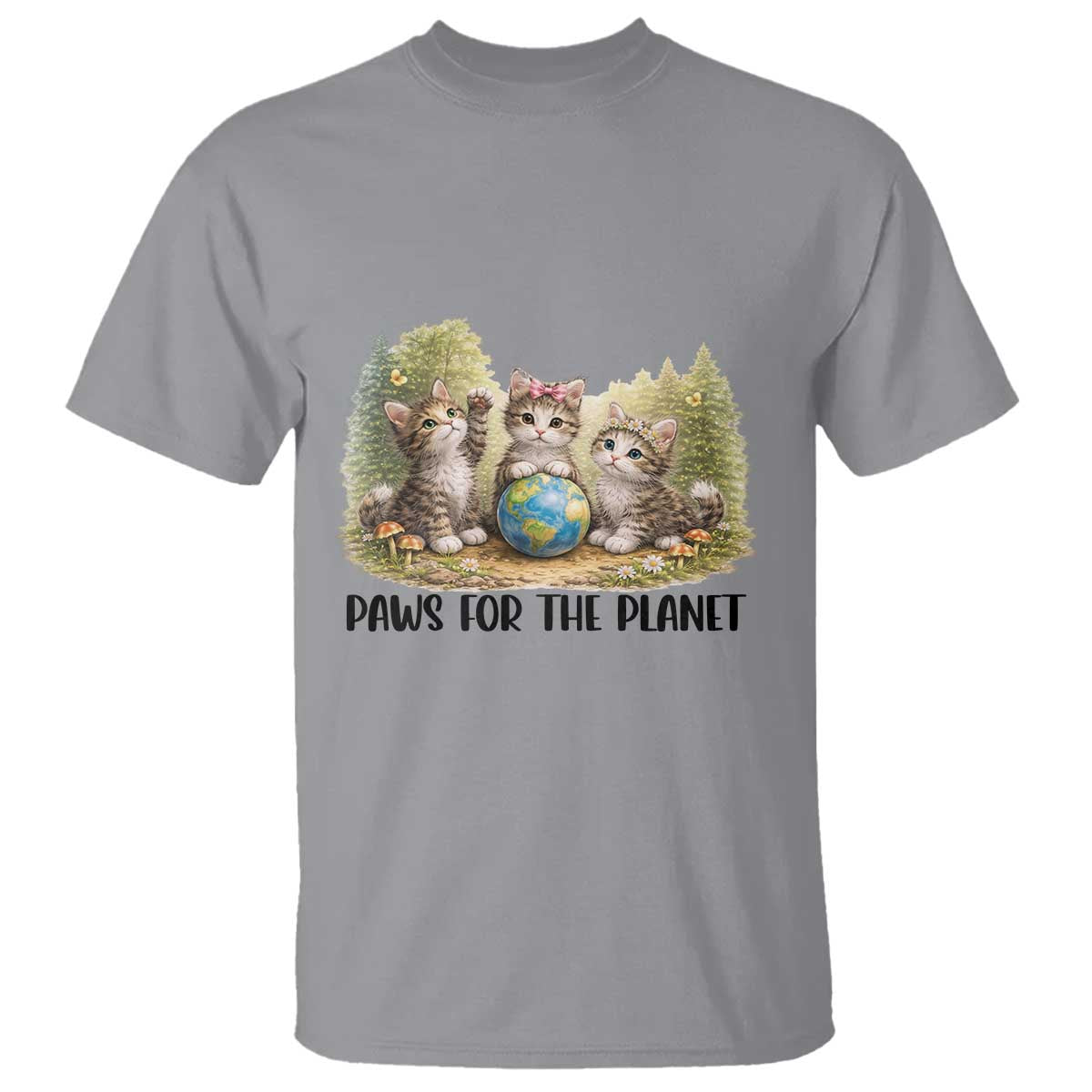 Earth Day Cat Lover T Shirt Paws For The Planet TS12 Sport Gray Print Your Wear