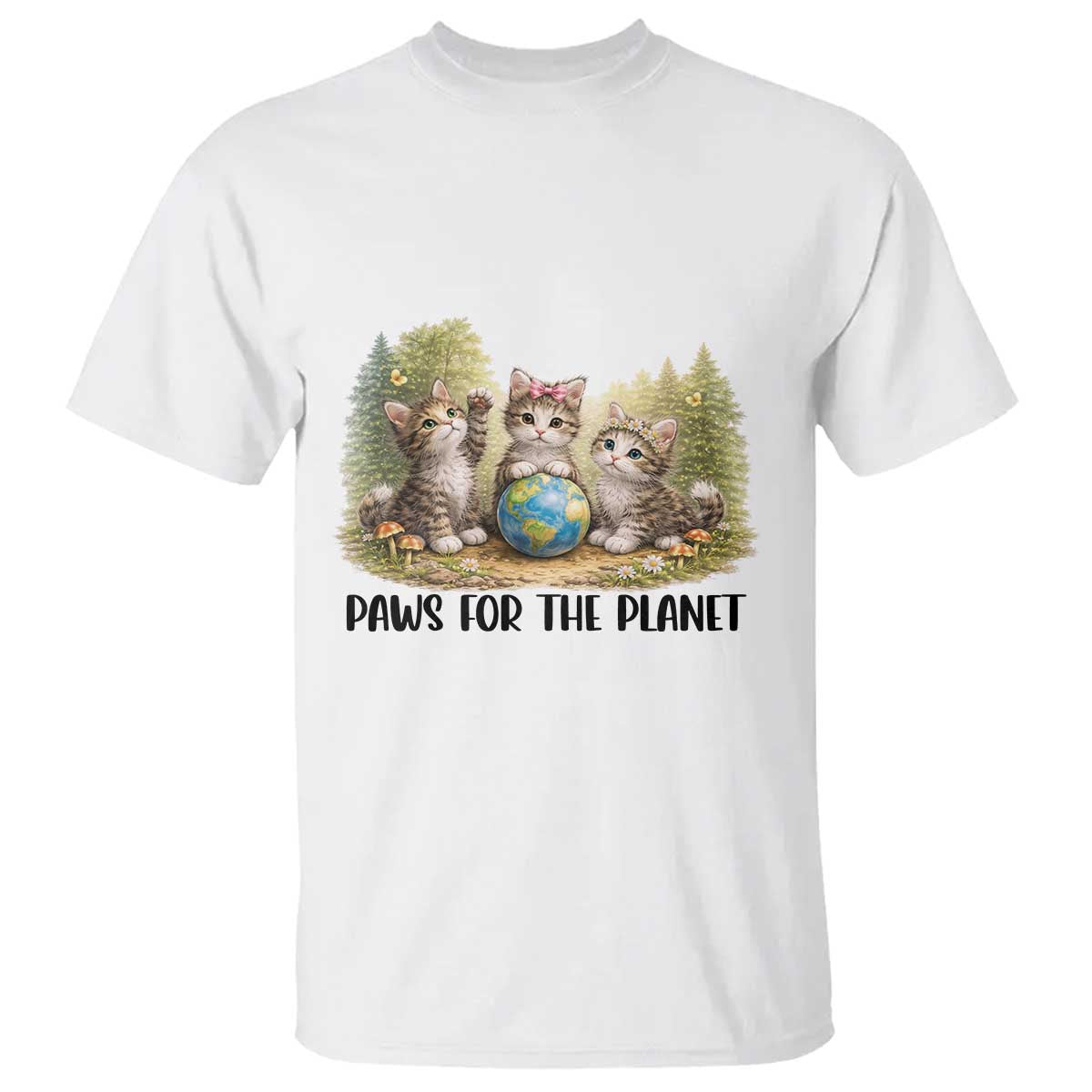 Earth Day Cat Lover T Shirt Paws For The Planet TS12 White Print Your Wear