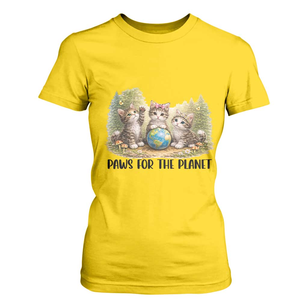 Earth Day Cat Lover T Shirt For Women Paws For The Planet TS12 Daisy Print Your Wear