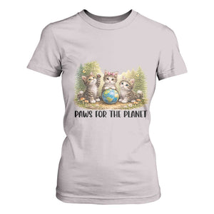 Earth Day Cat Lover T Shirt For Women Paws For The Planet TS12 Ice Gray Print Your Wear