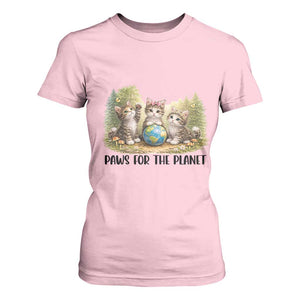 Earth Day Cat Lover T Shirt For Women Paws For The Planet TS12 Light Pink Print Your Wear