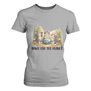 Earth Day Cat Lover T Shirt For Women Paws For The Planet TS12 Sport Gray Print Your Wear