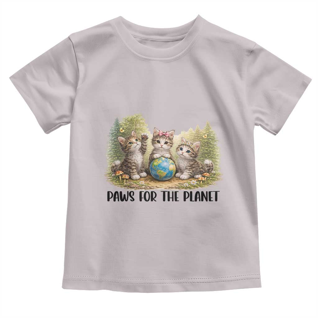 Earth Day Cat Lover Toddler T Shirt Paws For The Planet TS12 Ice Gray Print Your Wear