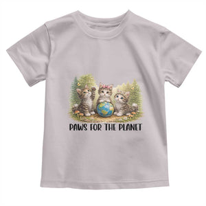 Earth Day Cat Lover Toddler T Shirt Paws For The Planet TS12 Ice Gray Print Your Wear
