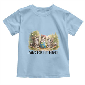 Earth Day Cat Lover Toddler T Shirt Paws For The Planet TS12 Light Blue Print Your Wear