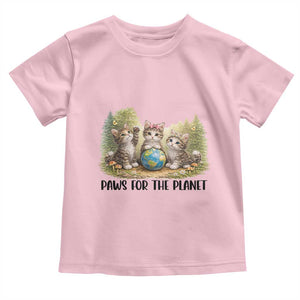 Earth Day Cat Lover Toddler T Shirt Paws For The Planet TS12 Light Pink Print Your Wear