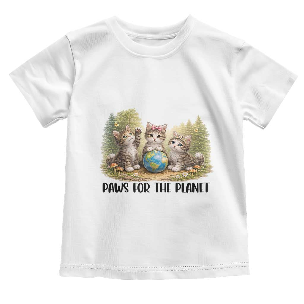 Earth Day Cat Lover Toddler T Shirt Paws For The Planet TS12 White Print Your Wear
