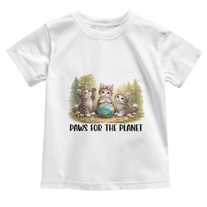 Earth Day Cat Lover Toddler T Shirt Paws For The Planet TS12 White Print Your Wear