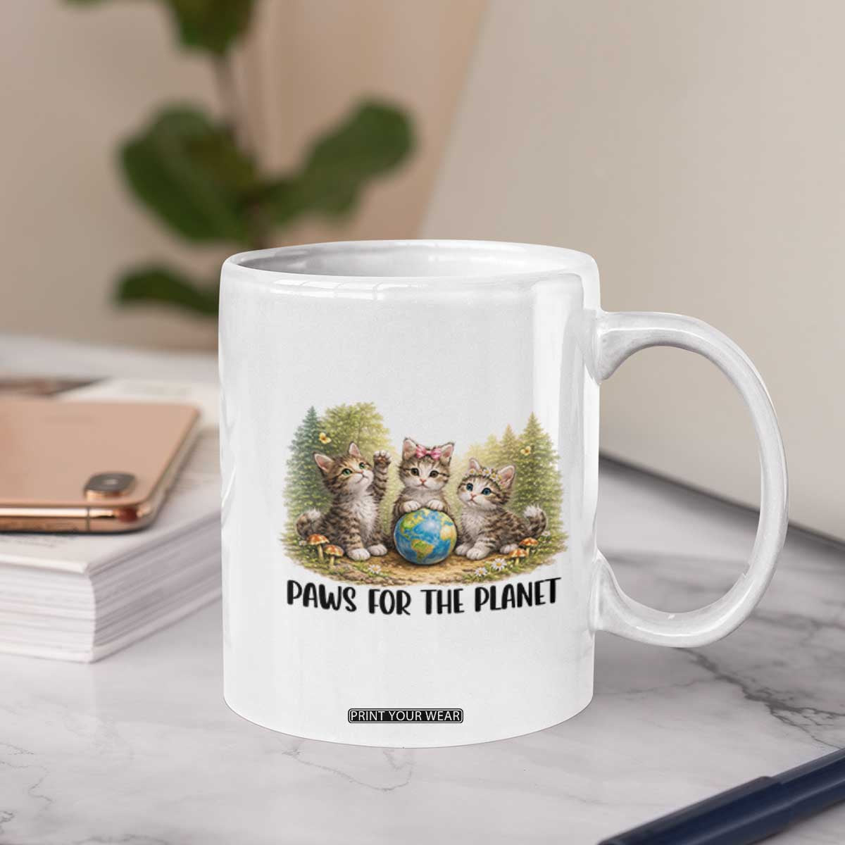 Earth Day Cat Lover Coffee Mug Paws For The Planet TS12 Print Your Wear