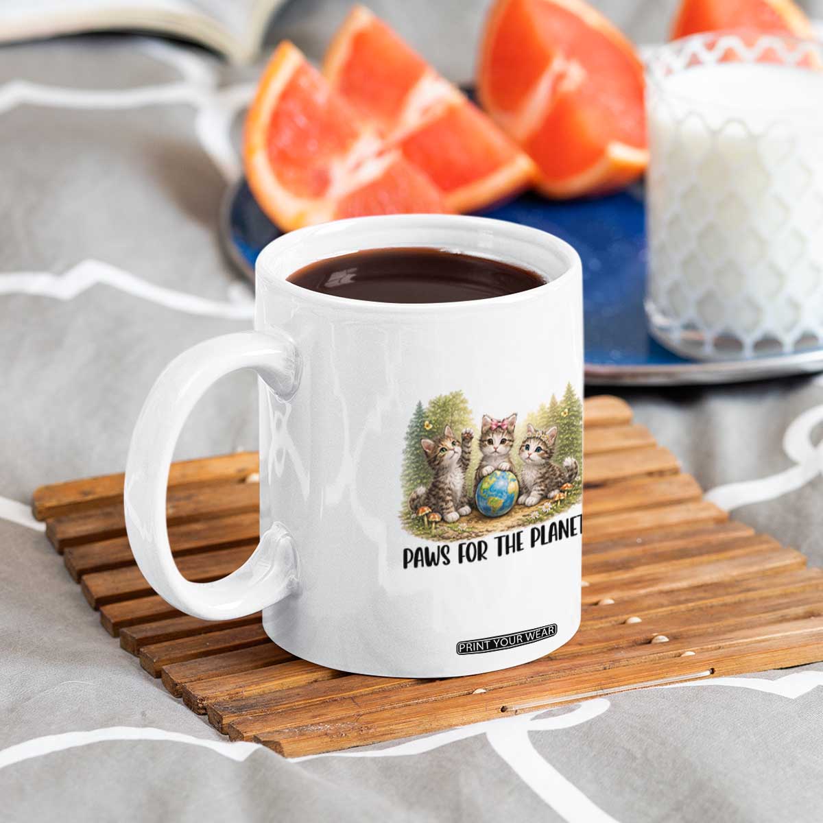 Earth Day Cat Lover Coffee Mug Paws For The Planet TS12 Print Your Wear