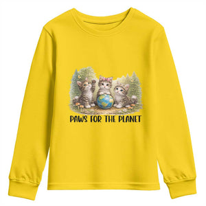 Earth Day Cat Lover Youth Sweatshirt Paws For The Planet TS12 Daisy Print Your Wear
