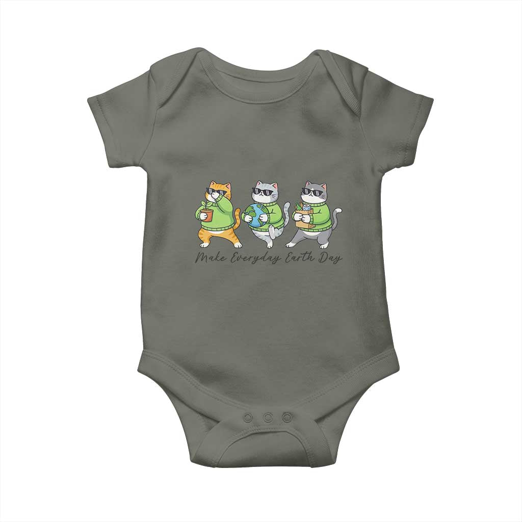 Make Everyday Earth Day Baby Onesie Eco Friendly Cat Lover TS12 Military Green Print Your Wear