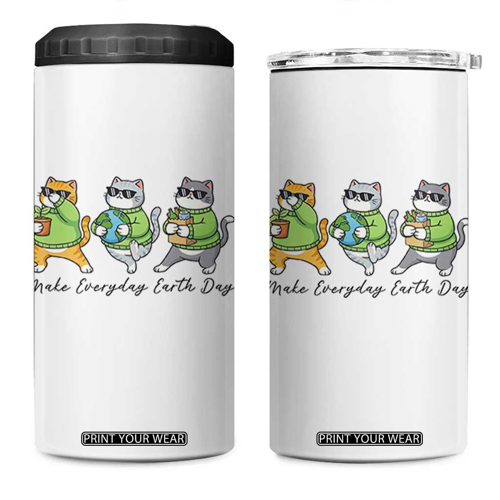 Make Everyday Earth Day 4 in 1 Can Cooler Tumbler Eco Friendly Cat Lover TS12 One Size: 16 oz White Print Your Wear