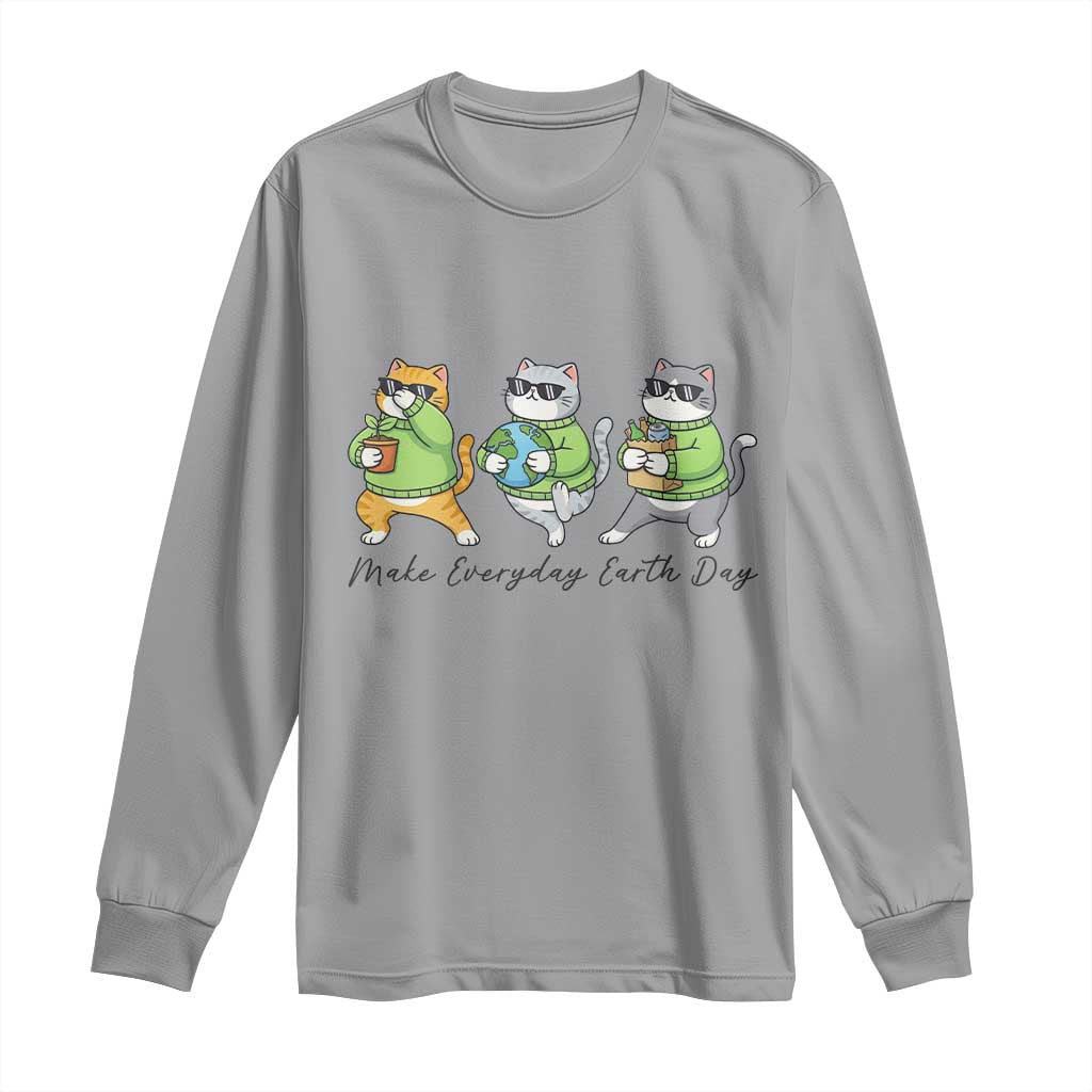 Make Everyday Earth Day Long Sleeve Shirt Eco Friendly Cat Lover TS12 Sport Gray Print Your Wear