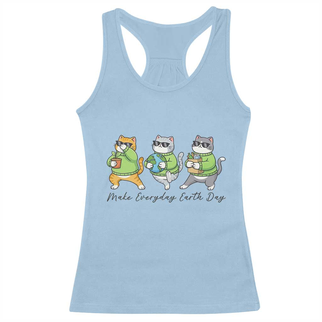 Make Everyday Earth Day Racerback Tank Top Eco Friendly Cat Lover TS12 Light Blue Print Your Wear