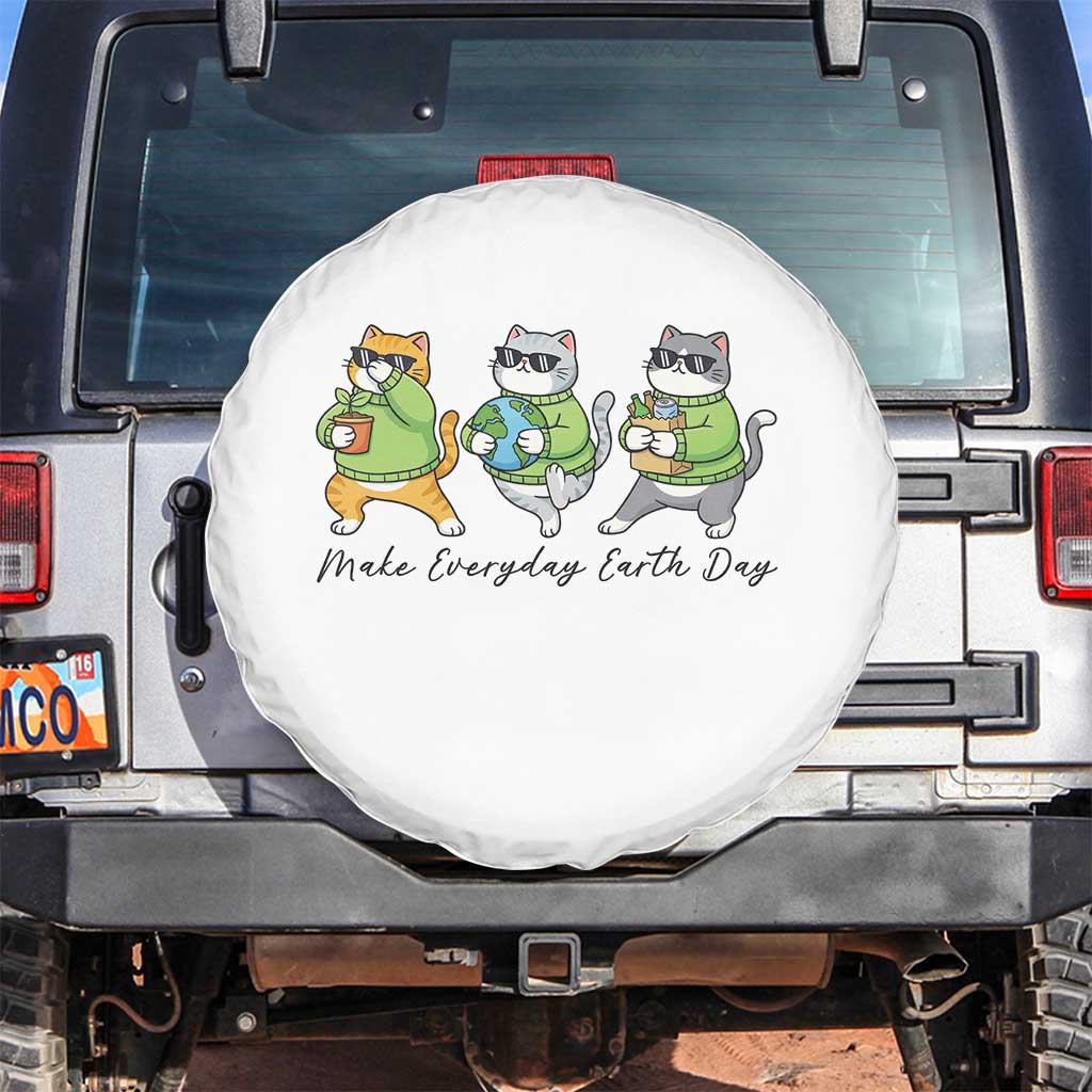 Make Everyday Earth Day Spare Tire Cover Eco Friendly Cat Lover TS12 No hole White Print Your Wear