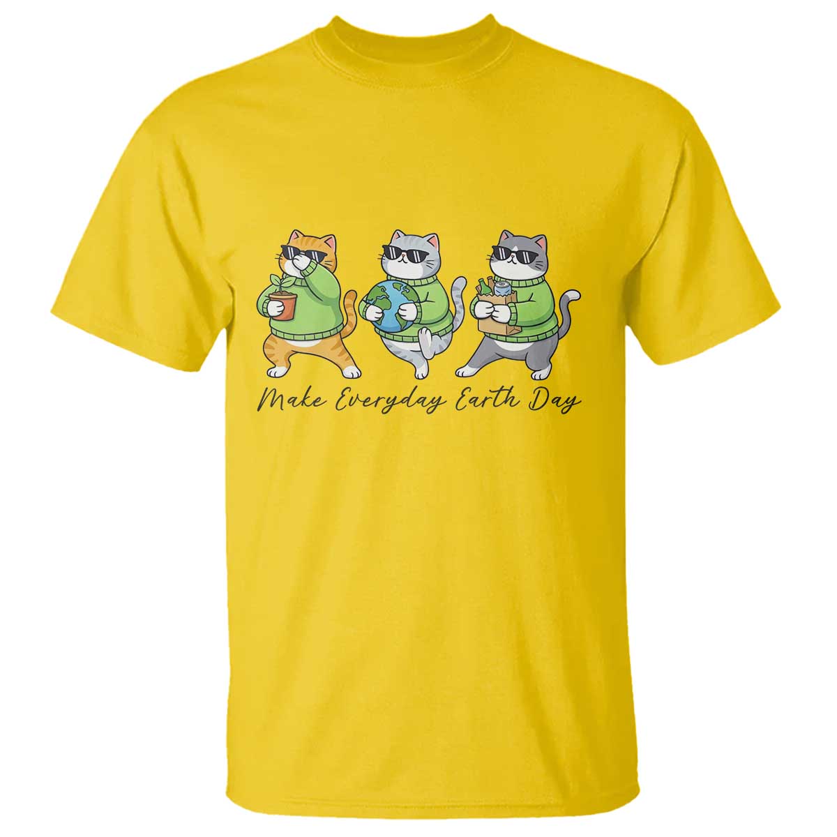 Make Everyday Earth Day T Shirt Eco Friendly Cat Lover TS12 Daisy Print Your Wear