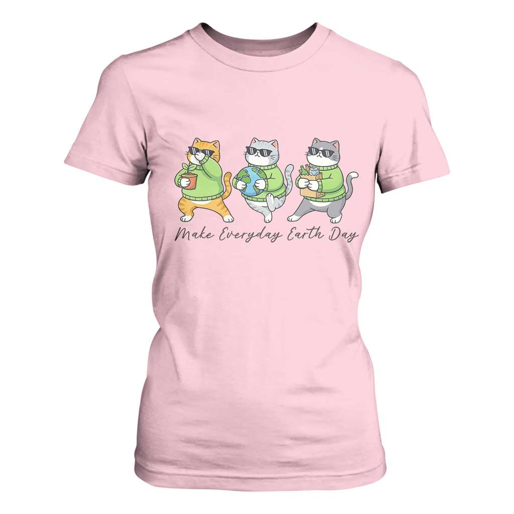 Make Everyday Earth Day T Shirt For Women Eco Friendly Cat Lover TS12 Light Pink Print Your Wear
