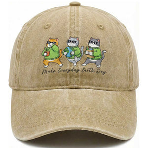 Make Everyday Earth Day Washed Cotton Baseball Cap Eco Friendly Cat Lover TS12 Print Your Wear