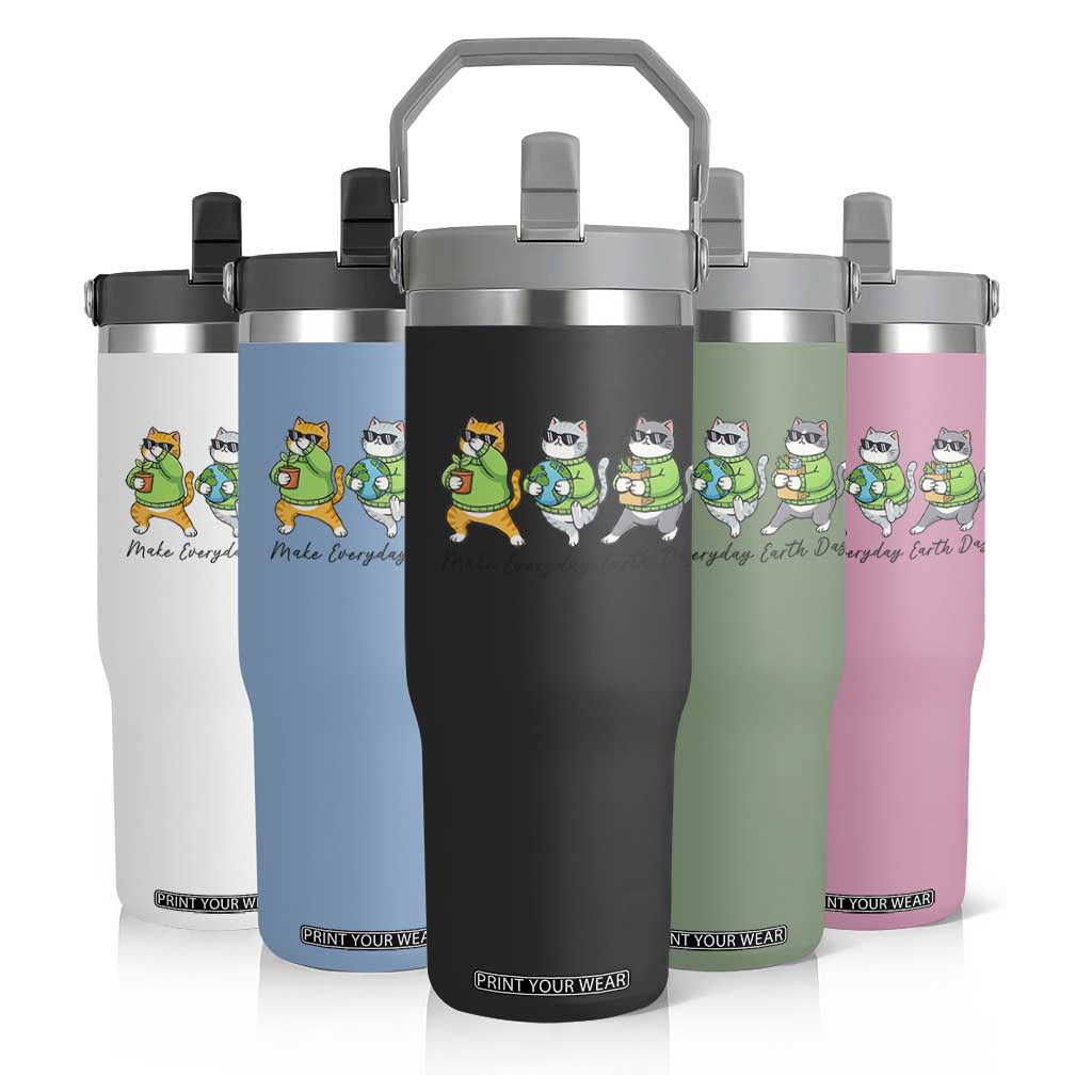 Make Everyday Earth Day Flip Straw Tumbler Eco Friendly Cat Lover TS12 Print Your Wear