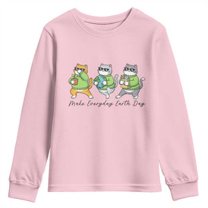Make Everyday Earth Day Youth Sweatshirt Eco Friendly Cat Lover TS12 Light Pink Print Your Wear