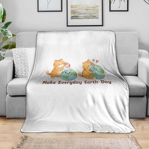 Make Everyday Earth Day Throw Blanket Cute Cat Healing Planet Earth TS12 Print Your Wear