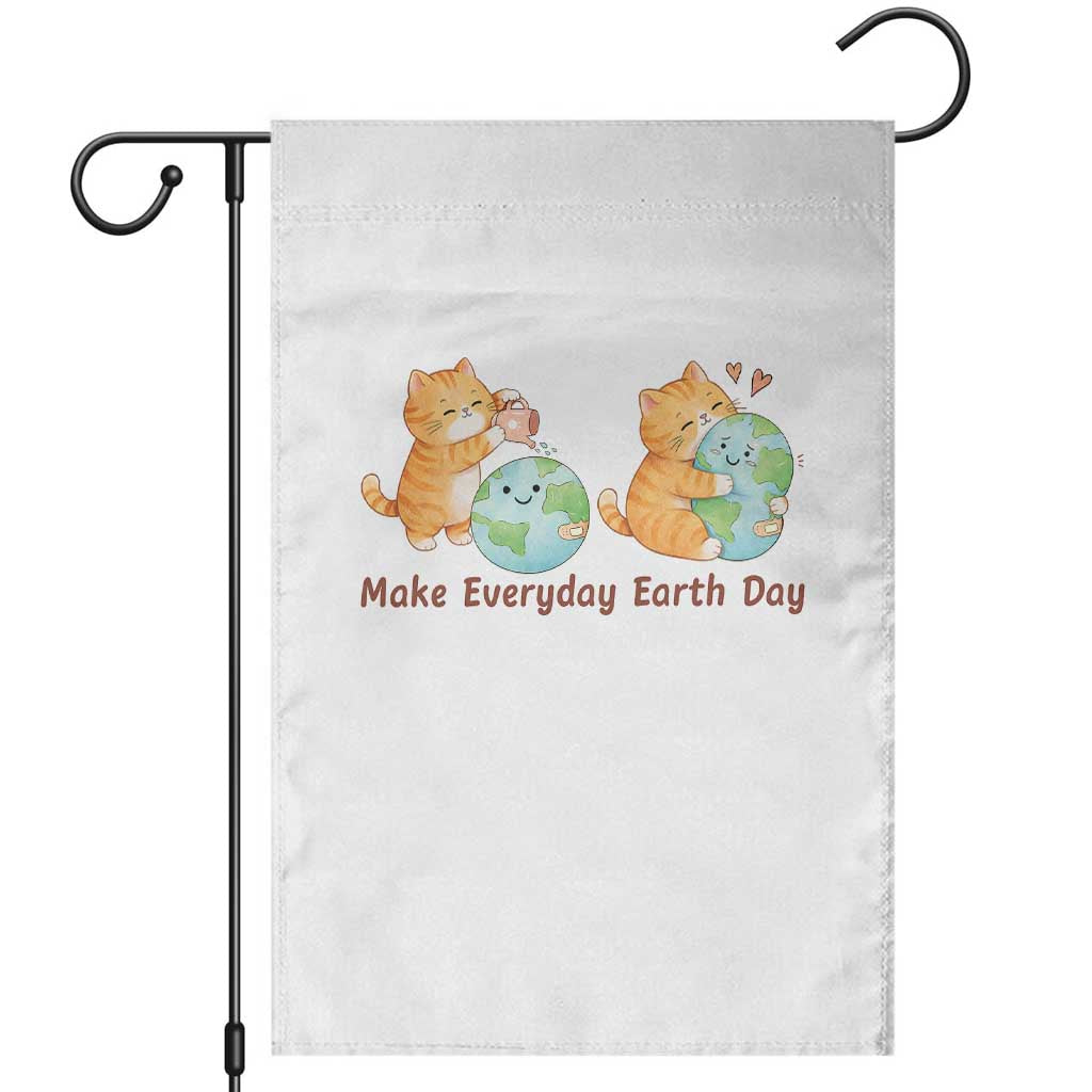 Make Everyday Earth Day Garden Flag Cute Cat Healing Planet Earth TS12 White Print Your Wear