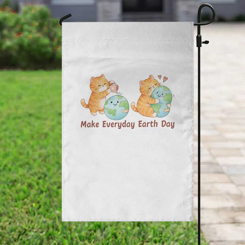 Make Everyday Earth Day Garden Flag Cute Cat Healing Planet Earth TS12 Print Your Wear