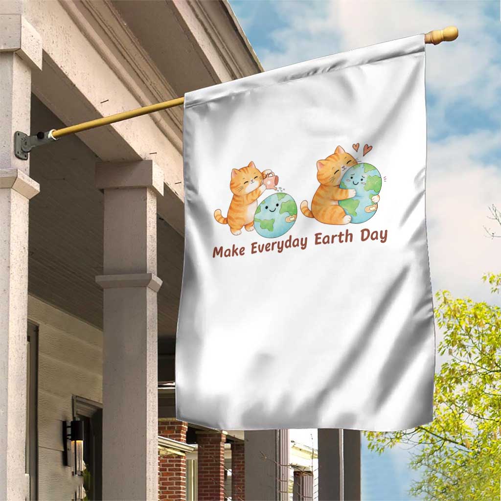 Make Everyday Earth Day Garden Flag Cute Cat Healing Planet Earth TS12 Print Your Wear