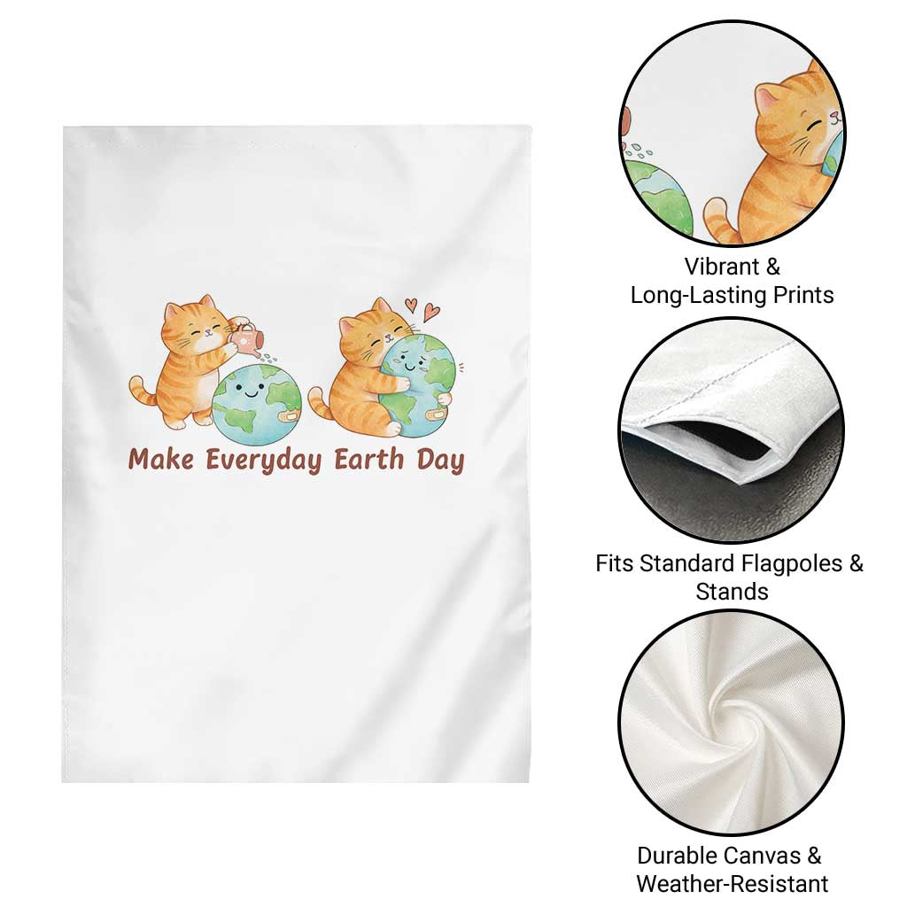 Make Everyday Earth Day Garden Flag Cute Cat Healing Planet Earth TS12 Print Your Wear
