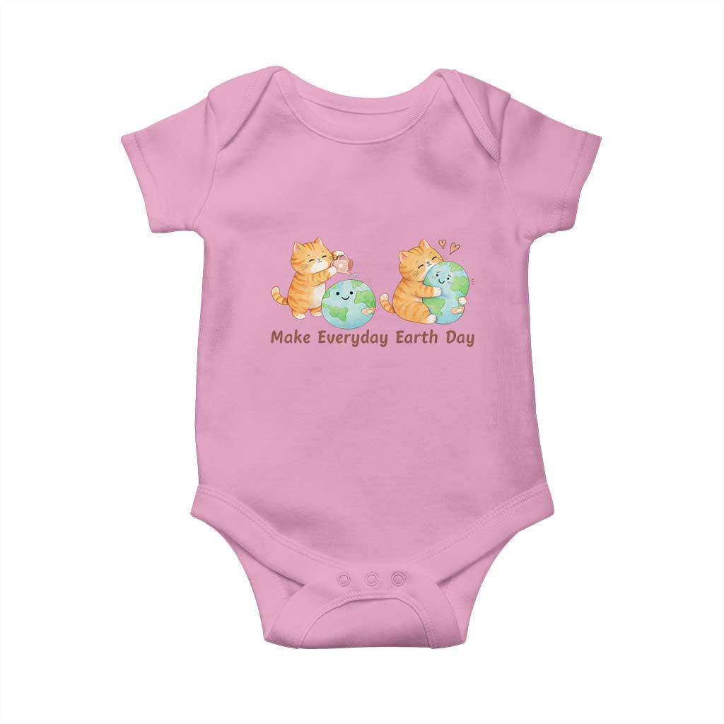 Make Everyday Earth Day Baby Onesie Cute Cat Healing Planet Earth TS12 Light Pink Print Your Wear