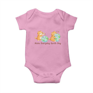 Make Everyday Earth Day Baby Onesie Cute Cat Healing Planet Earth TS12 Light Pink Print Your Wear