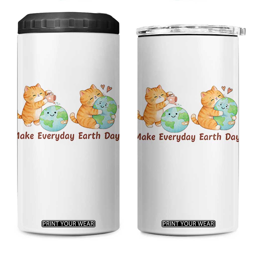 Make Everyday Earth Day 4 in 1 Can Cooler Tumbler Cute Cat Healing Planet Earth TS12 One Size: 16 oz White Print Your Wear