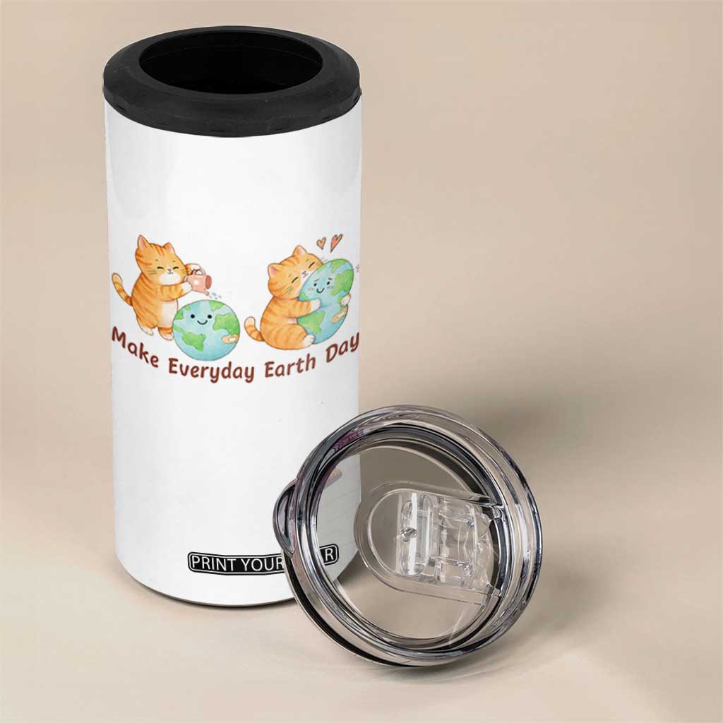Make Everyday Earth Day 4 in 1 Can Cooler Tumbler Cute Cat Healing Planet Earth TS12 Print Your Wear