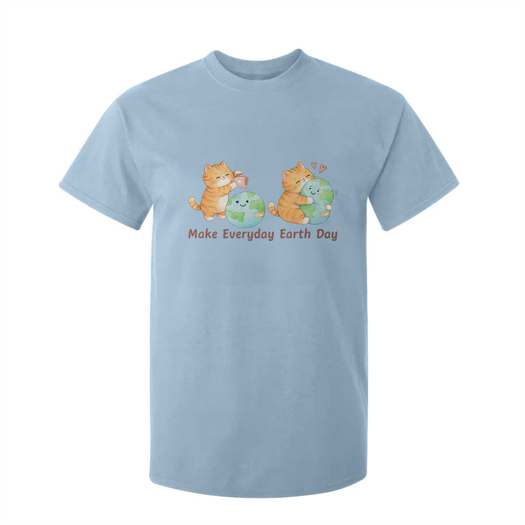 Make Everyday Earth Day T Shirt For Kid Cute Cat Healing Planet Earth TS12 Light Blue Print Your Wear