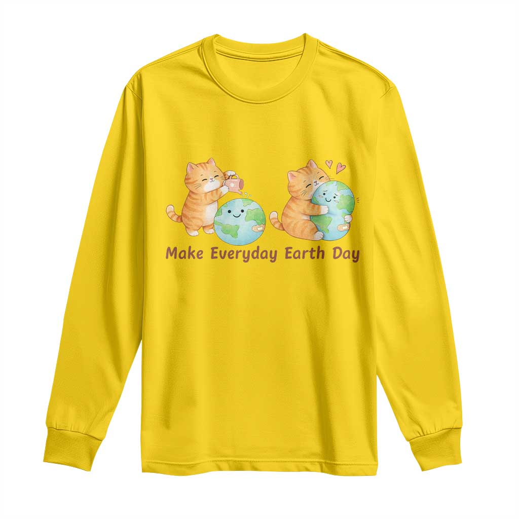 Make Everyday Earth Day Long Sleeve Shirt Cute Cat Healing Planet Earth TS12 Daisy Print Your Wear