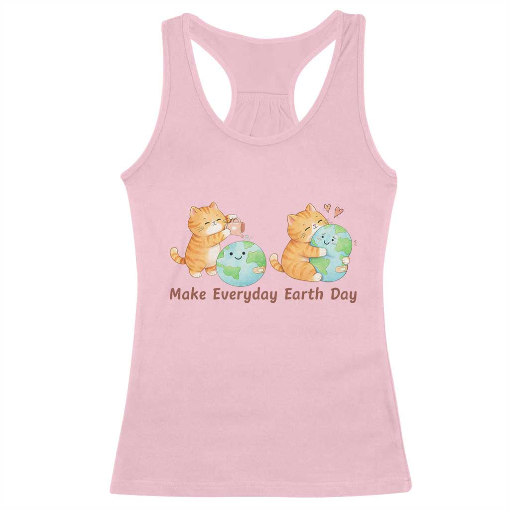 Make Everyday Earth Day Racerback Tank Top Cute Cat Healing Planet Earth TS12 Light Pink Print Your Wear