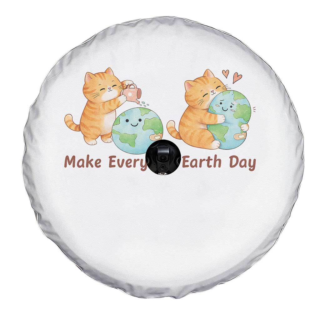 Make Everyday Earth Day Spare Tire Cover Cute Cat Healing Planet Earth TS12 Print Your Wear